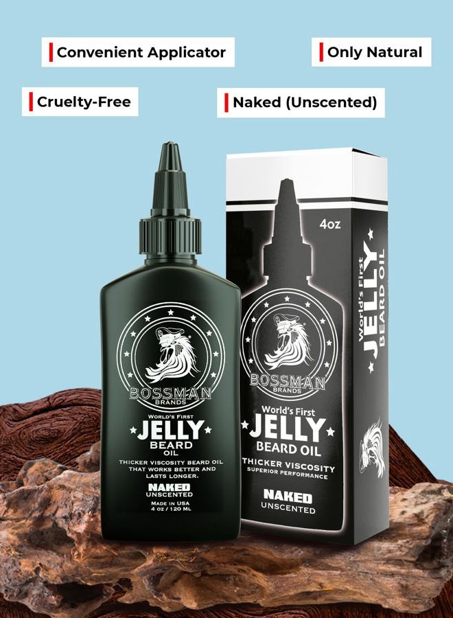 bossman Beard Oil Jelly (4oz) - Organic Men Christmas Gifts - Beard Growth Softener, Moisturizer Lotion Gel with Natural Ingredients - Beard Growing Product (Naked Scent) - Image 2